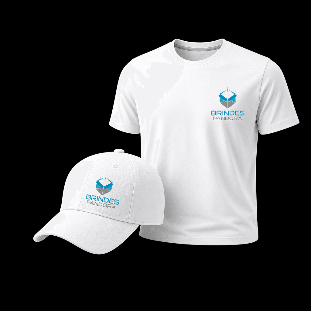 Camiseta e boné brancos personalizados Brindes Pandora